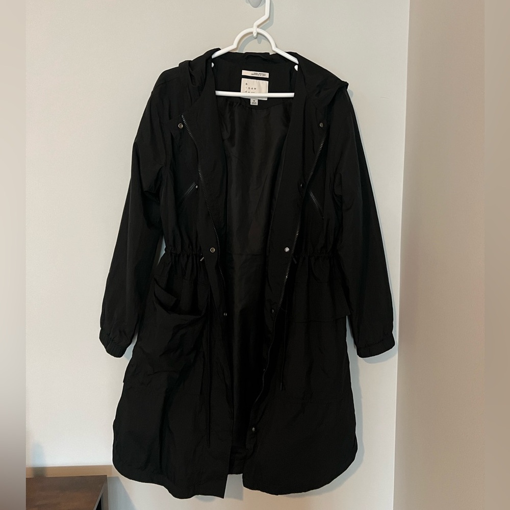 Women's Black Hooded Rain Jacket